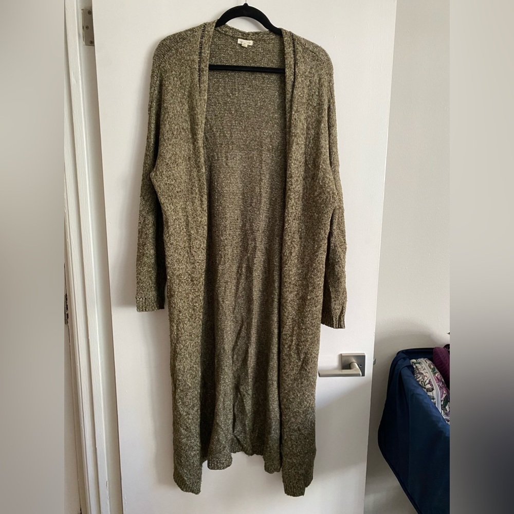 Olive Duster Sweater with pockets